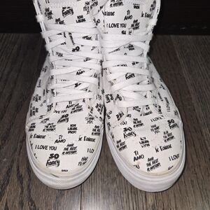 Vans Sk8-Hi Love Text Sneakers White Pink